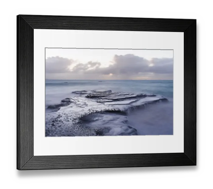 Framed Print : Waves breaking over sandstone platforms, Arniston, Western Cape, South Africa