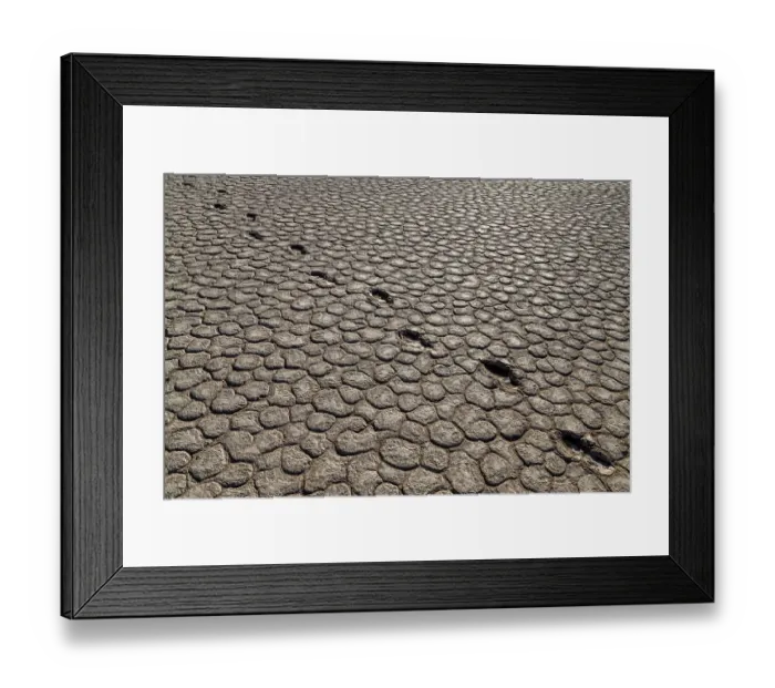 Framed Print : Foot prints embedded in the clay at Deadvlei