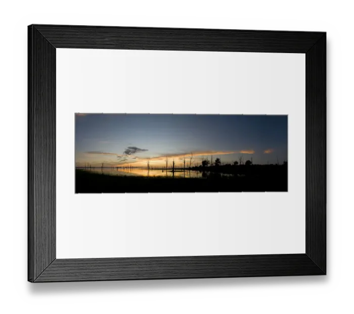 Framed Print : Silhouette of trees by lake, Matusadona National Park, Lake Kariba, Zimbabwe