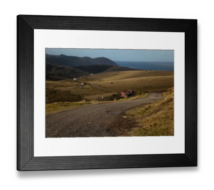 Framed Print : View of country road and sea, Punskop, Port St Johns, Eastern Cape, South Africa Framed Print : View of country road and sea, Punskop, Port St Johns, Eastern Cape, South Africa