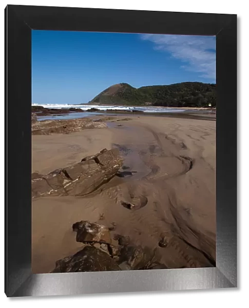 Landscape with beach and cliff, Port St Johns, Eastern Cape, South Africa