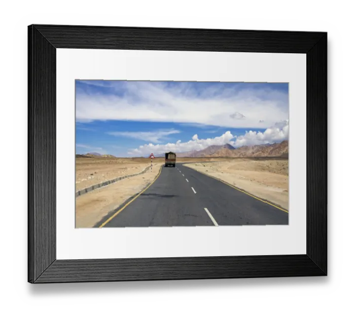 Framed Print : asia, clouds, color image, colour, day, desert road, driving, horizon over land, horizontal Framed Print : asia, clouds, color image, colour, day, desert road, driving, horizon over land, horizontal