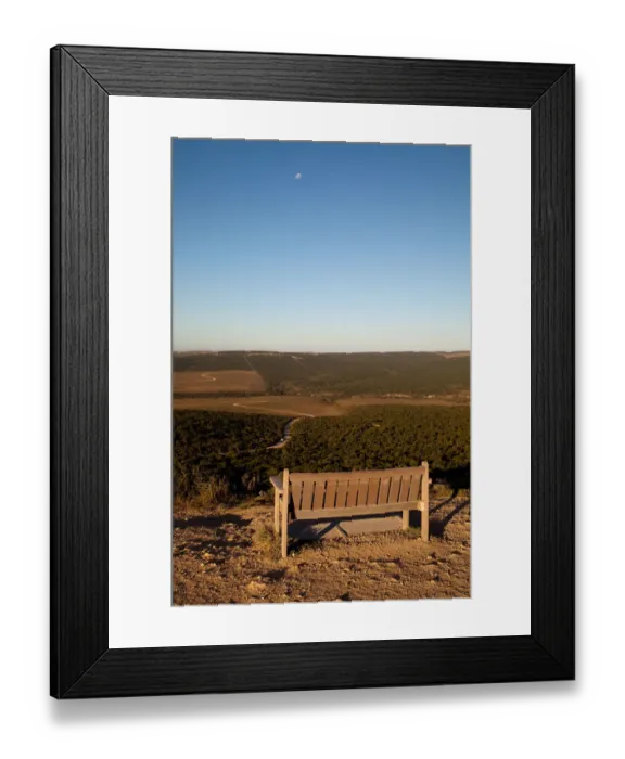 Framed Print : Bench on view terrace, Addo National Park, Eastern Cape, South Africa Framed Print : Bench on view terrace, Addo National Park, Eastern Cape, South Africa