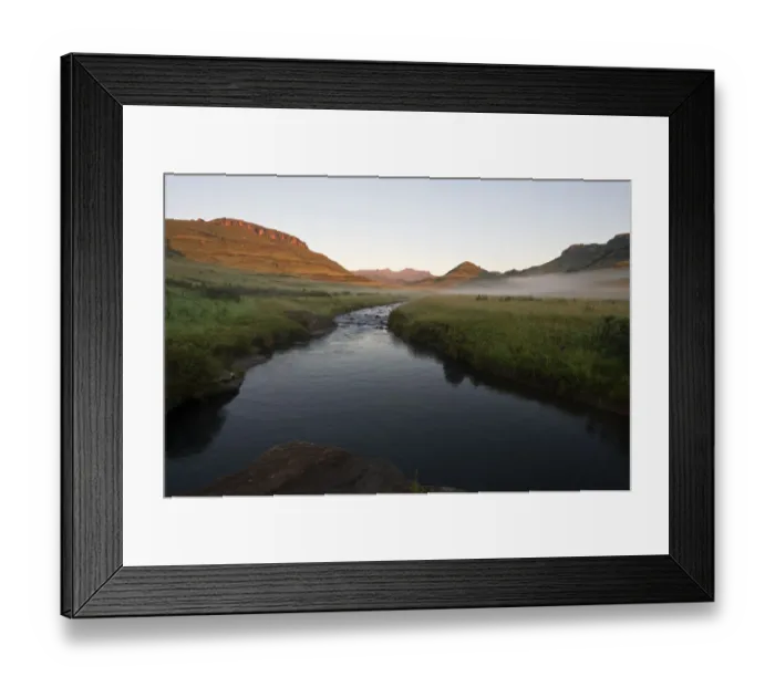 Framed Print : catchment, cobham nature reserve, color image, dawn, day, drakensberg, flowing water Framed Print : catchment, cobham nature reserve, color image, dawn, day, drakensberg, flowing water