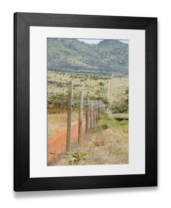 Framed Print : color image, colour image, day, daytime, dirt track, fence, grass, hill, kenya, laikipa district Framed Print : color image, colour image, day, daytime, dirt track, fence, grass, hill, kenya, laikipa district