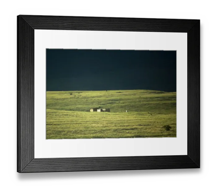 Framed Print : color image, day, grass, house, landscape, meadow, moody sky, no people, orange free state Framed Print : color image, day, grass, house, landscape, meadow, moody sky, no people, orange free state