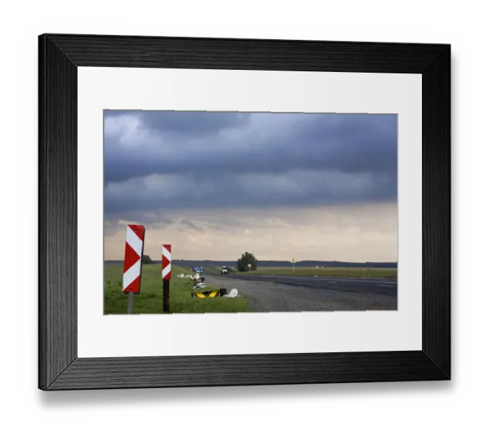 Framed Print : car, cloud, color image, day, highway, horizontal, landscape, moody sky, no people Framed Print : car, cloud, color image, day, highway, horizontal, landscape, moody sky, no people