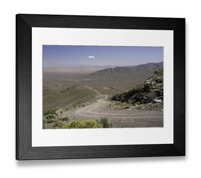 Framed Print : color image, day, daytime, dirt road, horizon, horizontal, landscape, mountain, no people