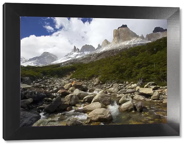 andes, beauty in nature, blue sky, chile, cloud, color image, copy space, cuernos del paine