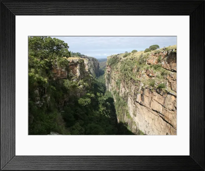 Framed Print : cliffs, day, green vegetation, landscape, mountain, nature, non-urban scene, one person