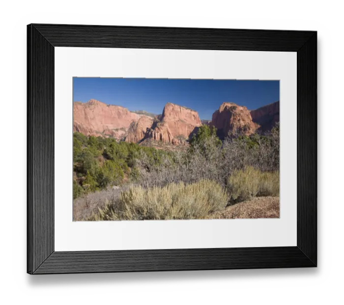 Framed Print : autumn, beauty in nature, clear sky, color image, day, grass, horizontal, kolob canyon Framed Print : autumn, beauty in nature, clear sky, color image, day, grass, horizontal, kolob canyon