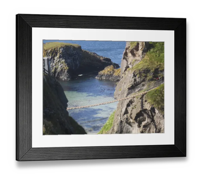 Framed Print : carrick-a-rede, cliff, color image, day, footbridge, hanging bridge, high angle view Framed Print : carrick-a-rede, cliff, color image, day, footbridge, hanging bridge, high angle view