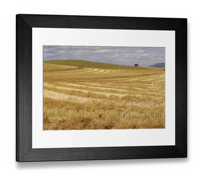 Framed Print : View of a Farmland Landscape with Mountains in the Background Framed Print : View of a Farmland Landscape with Mountains in the Background