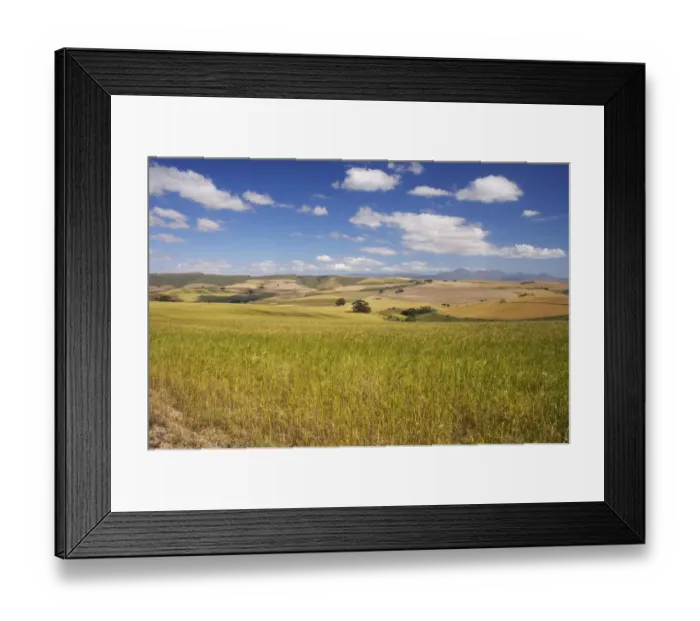 Framed Print : Landscape View of Farmland with Mountains in Background Framed Print : Landscape View of Farmland with Mountains in Background