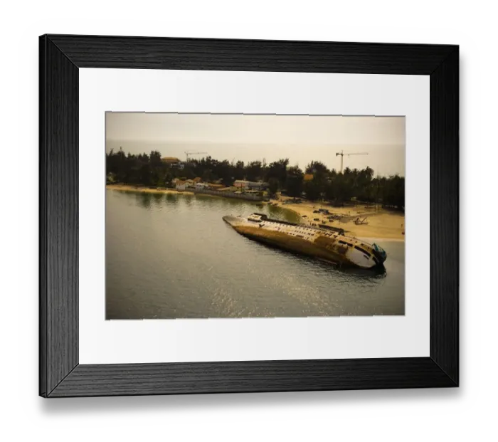 Framed Print : A View of the Bay with and Old Shipwreck on its Side