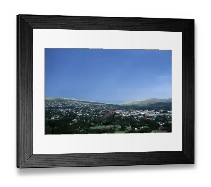 Framed Print : Elevated Long Shot of a Small Town Framed Print : Elevated Long Shot of a Small Town