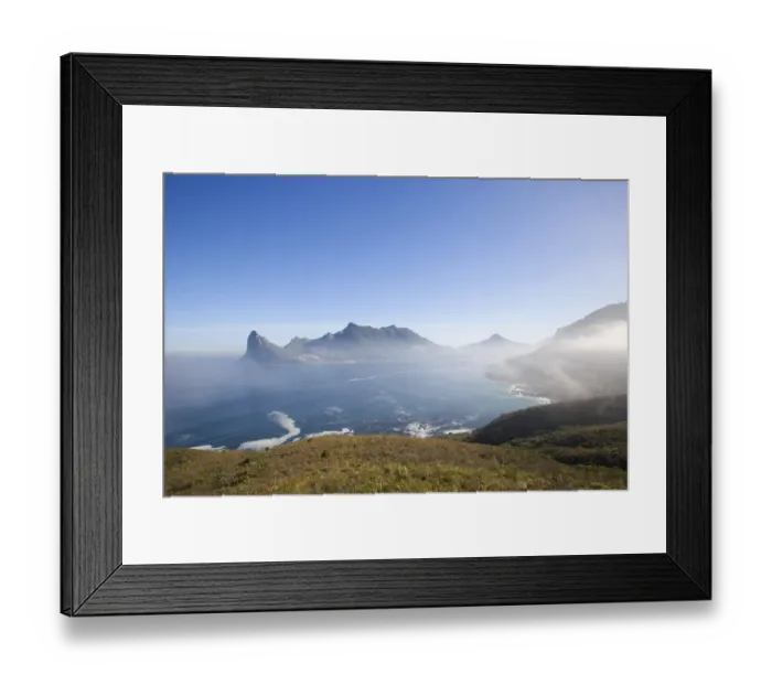 Framed Print : Misty Coastal Scene at Sunset