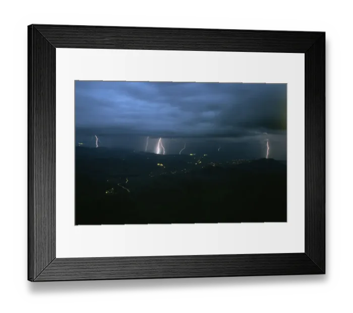 Framed Print : Scenic View of Lightning Striking the Escarpment Framed Print : Scenic View of Lightning Striking the Escarpment