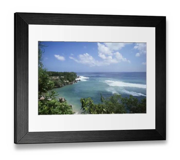 Framed Print : Scenic View of Ocean and Houses Framed Print : Scenic View of Ocean and Houses