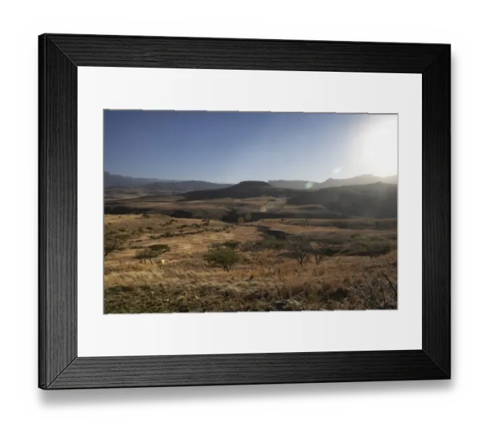 Framed Print : arid mountain landscape in Drakensberg, south Africa
