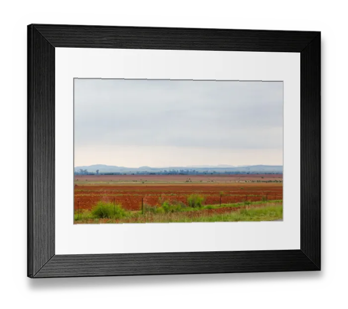 Framed Print : The flat landscape and very red soil farmlands of the Free state, very near to Parys
