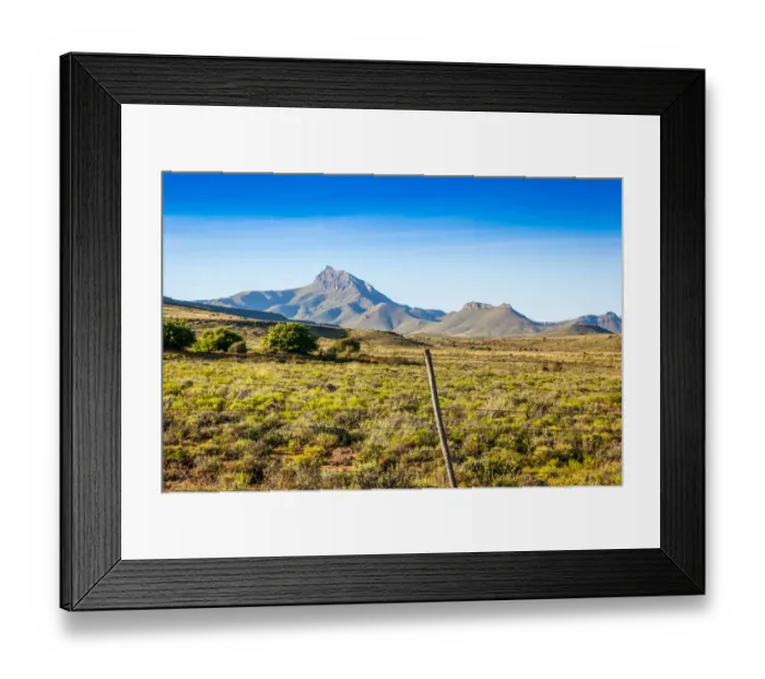 Framed Print : Karoo landscape, with mountains and unique fauna. Kompasberg mountain is in the background Framed Print : Karoo landscape, with mountains and unique fauna. Kompasberg mountain is in the background
