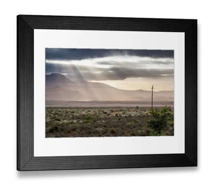 Framed Print : A typical Karoo landscape. The Karoo is a dry and arid area, with lots of history Framed Print : A typical Karoo landscape. The Karoo is a dry and arid area, with lots of history