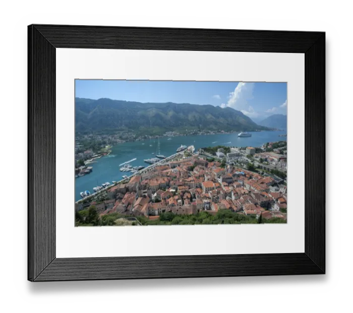 Framed Print : View of Bay of Kotor and Old Town, Kotor, Montenegro Framed Print : View of Bay of Kotor and Old Town, Kotor, Montenegro