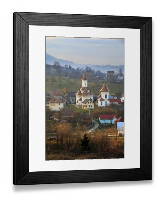 Framed Print : Autumn landscape of village and mountain range in background, Campulung Moldovenesc, Suceava County, Bucovina, Transylvania, Romania Framed Print : Autumn landscape of village and mountain range in background, Campulung Moldovenesc, Suceava County, Bucovina, Transylvania, Romania