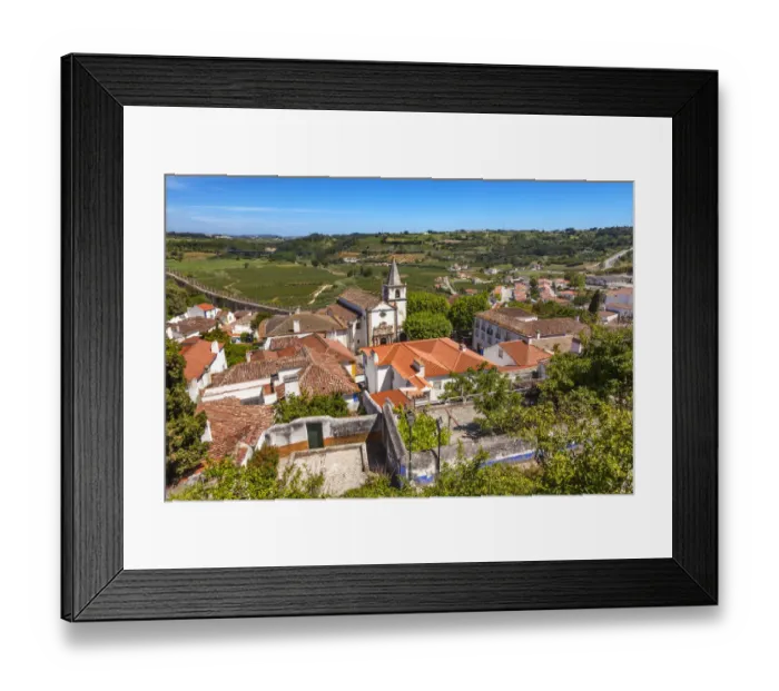 Framed Print : Santa Maria Church and medieval town, Obidos, Portugal Framed Print : Santa Maria Church and medieval town, Obidos, Portugal