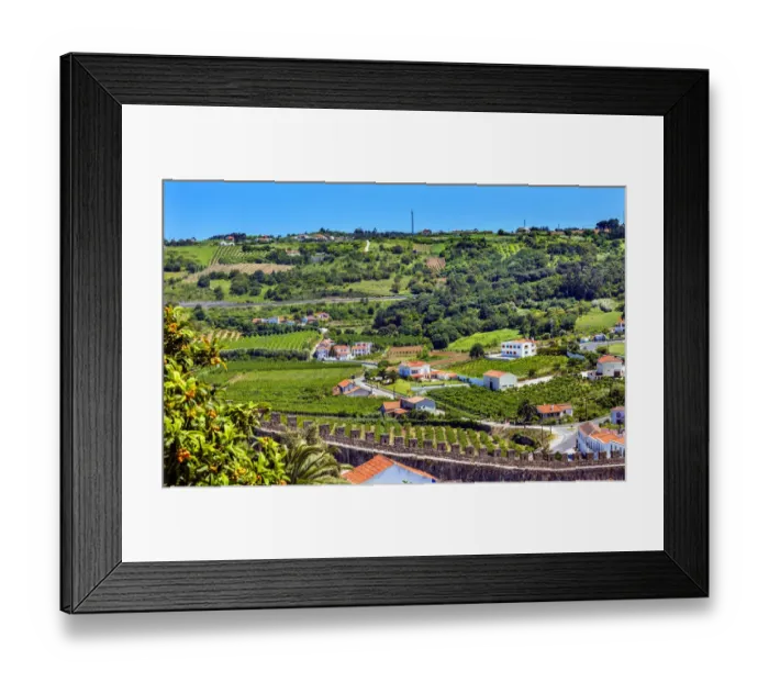 Framed Print : Castle of Obidos walls and medieval town, Obidos, Portugal Framed Print : Castle of Obidos walls and medieval town, Obidos, Portugal