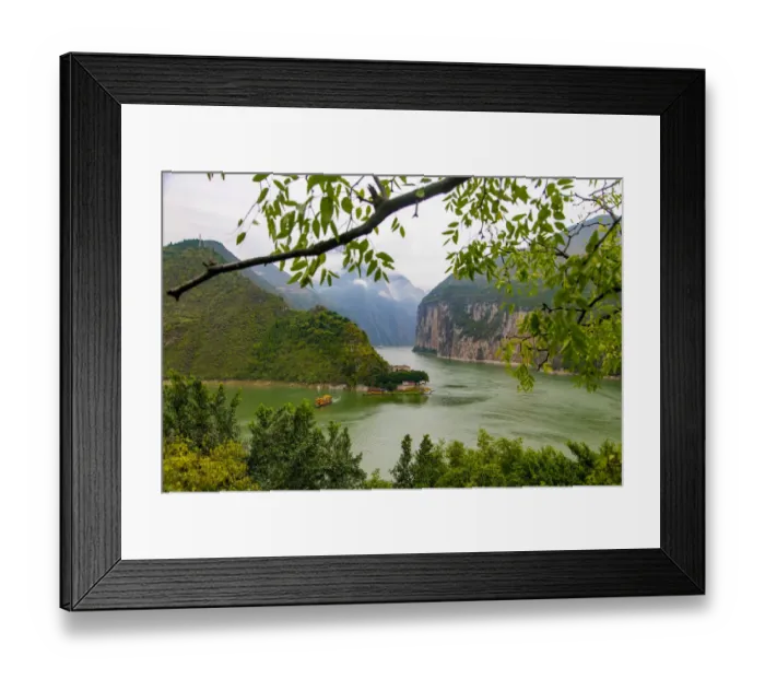 Framed Print : Landscape with Yangtze River, White Emperor City, Baidicheng, China Framed Print : Landscape with Yangtze River, White Emperor City, Baidicheng, China