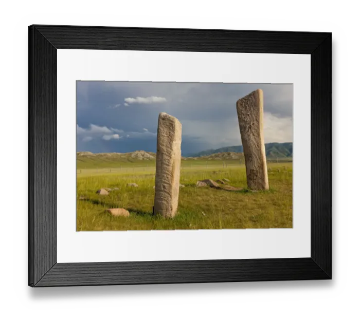 Framed Print : Deer stones with inscriptions, 1000 BC, Mongolia Framed Print : Deer stones with inscriptions, 1000 BC, Mongolia