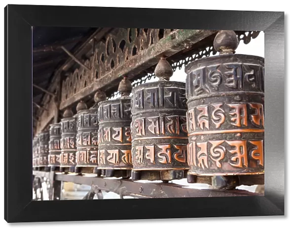 Kathmandu, Nepal, Unesco World Heritage Site, Buddhism, prayer wheels, Colour Image