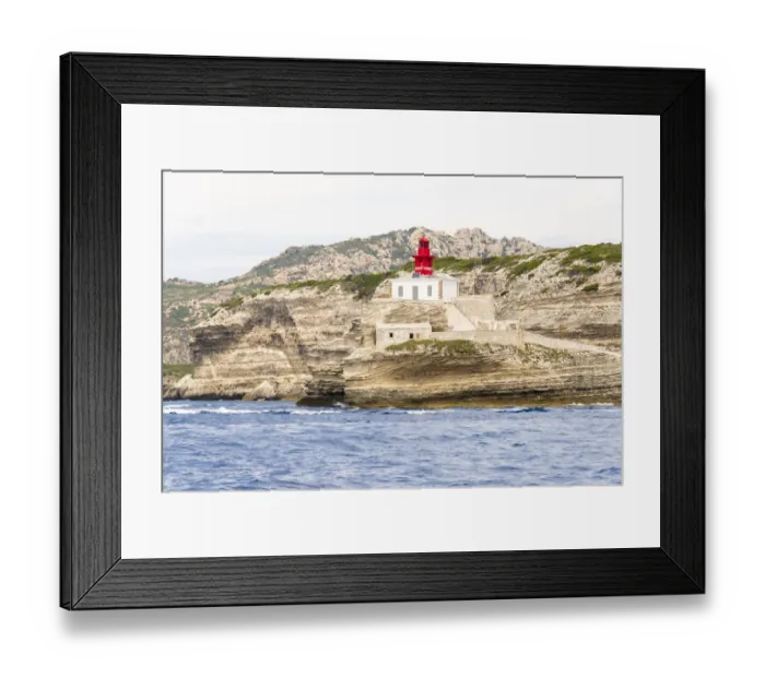 Framed Print : La Madonetta lighthouse on cliff, Bonifacio, Corse, France Framed Print : La Madonetta lighthouse on cliff, Bonifacio, Corse, France