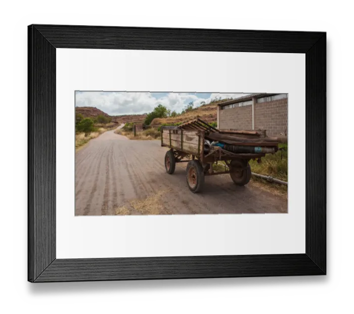 Framed Print : Old cart on a quite road, La Rioja, Spain Framed Print : Old cart on a quite road, La Rioja, Spain