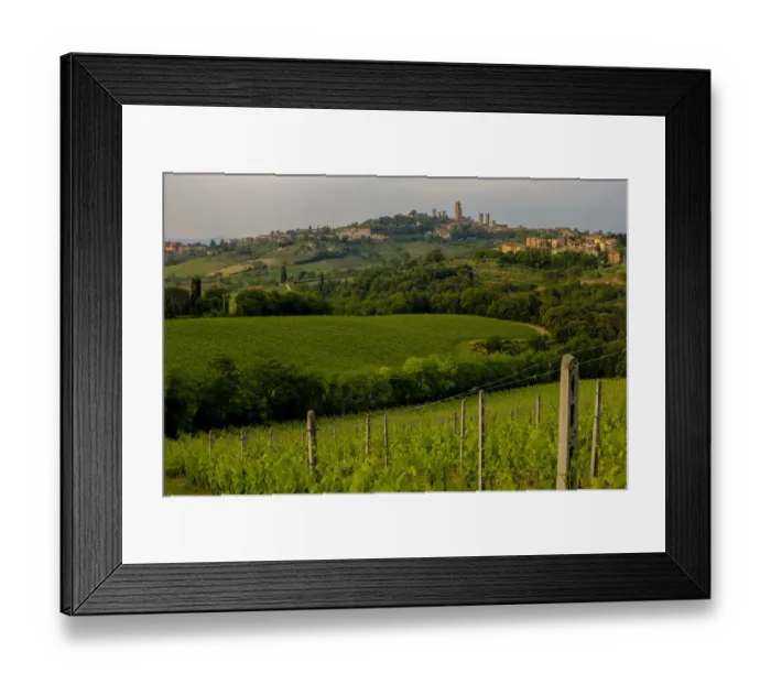 Framed Print : Rolling hills landscape, San Gimignano Skyline, Tuscany, Italy