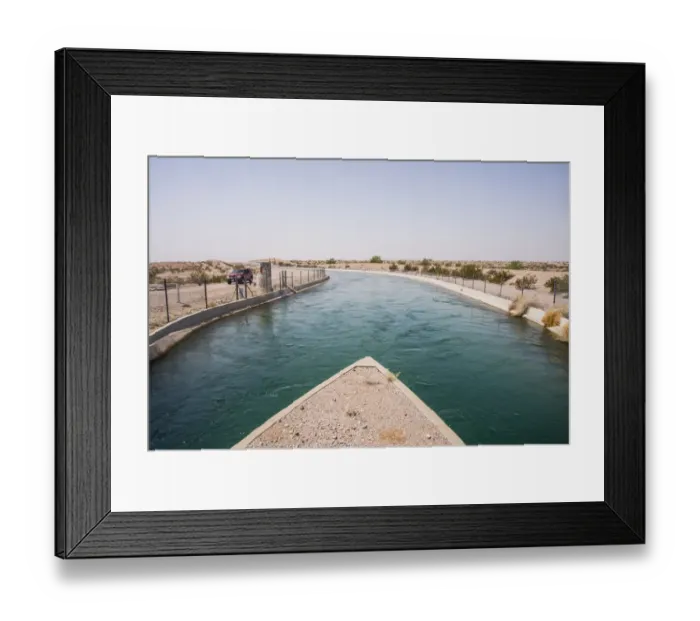Framed Print : Colorado Aqueduct during Drought Spotlight number 3, Route 66, Southern California, USA
