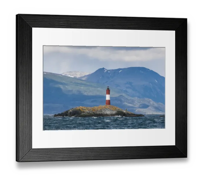 Framed Print : Lighthouse on Island in Beagle Channel, Ushuaia, Tierra del Fuego, Argentina Framed Print : Lighthouse on Island in Beagle Channel, Ushuaia, Tierra del Fuego, Argentina