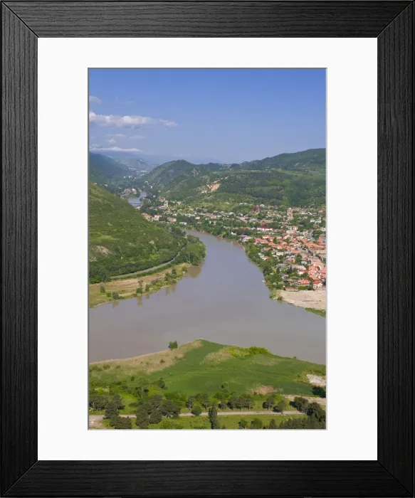Framed Print : Cityscape with river, Mtskheta, Georgia Framed Print : Cityscape with river, Mtskheta, Georgia