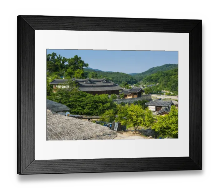 Framed Print : Traditional wooden houses in village, Yangdong, Gyeongju, South Korea Framed Print : Traditional wooden houses in village, Yangdong, Gyeongju, South Korea