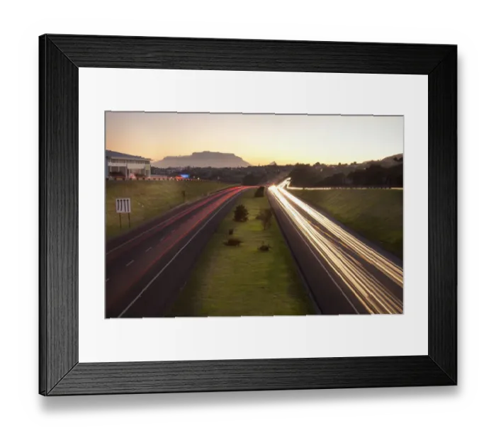 Framed Print : blurred motion, cape town, capital cities, car, color image, dusk, high angle view Framed Print : blurred motion, cape town, capital cities, car, color image, dusk, high angle view