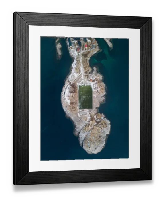 Framed Print : Lofoten Fjord Norway Foodball field Framed Print : Lofoten Fjord Norway Foodball field