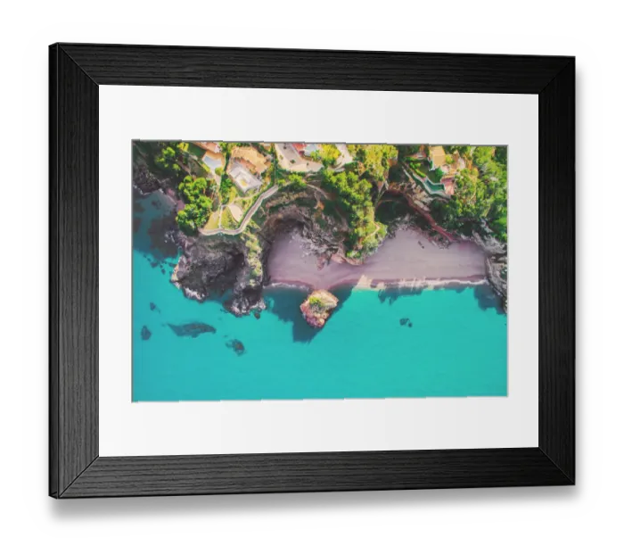 Framed Print : Aerial picture taken with drone of a beautiful beach with turquoise water and island in the Mediterranean Costa Brava Framed Print : Aerial picture taken with drone of a beautiful beach with turquoise water and island in the Mediterranean Costa Brava