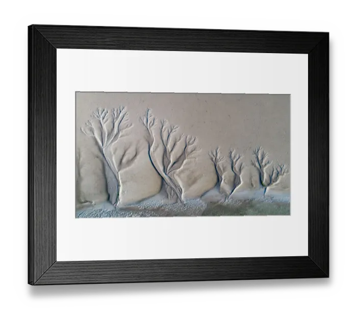 Framed Print : Aerial view of amazing natural shapes and textures created by tidal changes Framed Print : Aerial view of amazing natural shapes and textures created by tidal changes