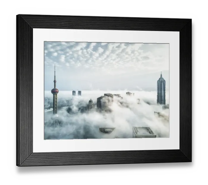 Framed Print : Aerial View of Shanghai Lujiazui Financial District in Fog Framed Print : Aerial View of Shanghai Lujiazui Financial District in Fog