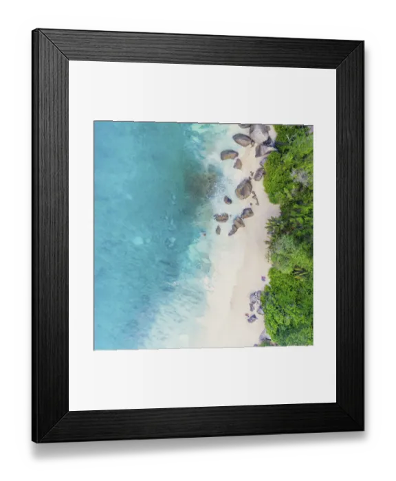 Framed Print : Drone point of view of the beach of Mahe, Baie Carana, Seychelles Framed Print : Drone point of view of the beach of Mahe, Baie Carana, Seychelles
