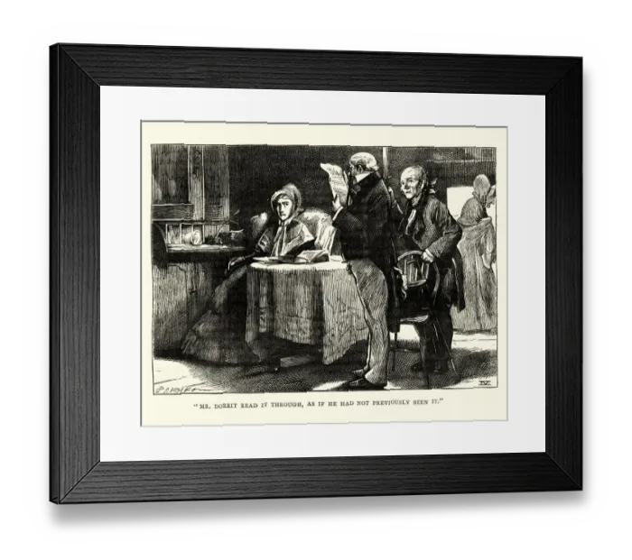 Framed Print : Dickens, Little Dorrit, Mr Dorrit read it through Framed Print : Dickens, Little Dorrit, Mr Dorrit read it through