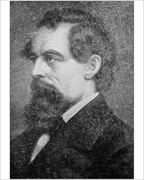 Antique painting illustration: Charles Dickens