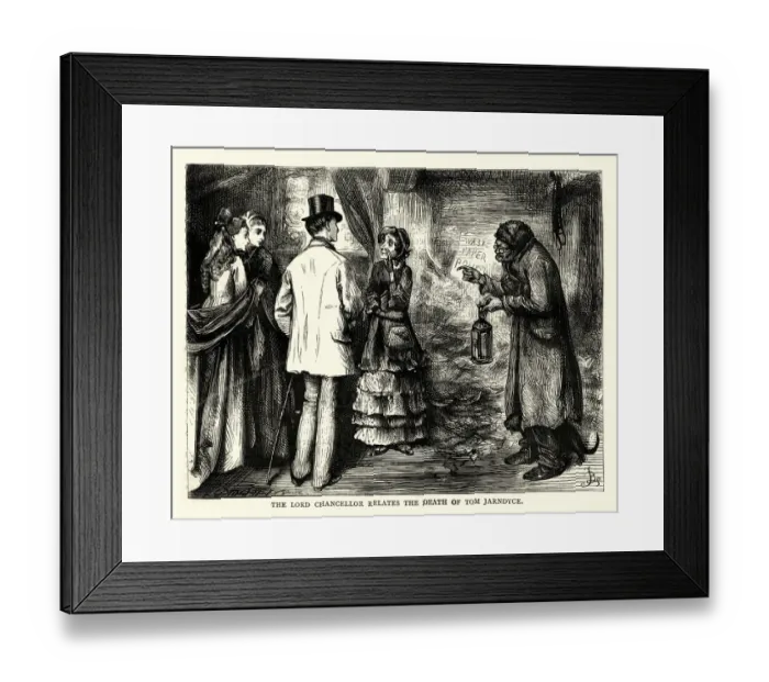 Framed Print : Dickens, Bleak House, Lord Chancellor relates death of Tom Jarndyce Framed Print : Dickens, Bleak House, Lord Chancellor relates death of Tom Jarndyce